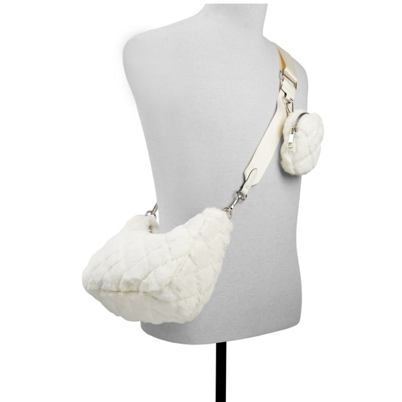 [SOLD] BRAND NEW Call It Spring: white faux fur puffy crossbody bag - Picture 2 of 5